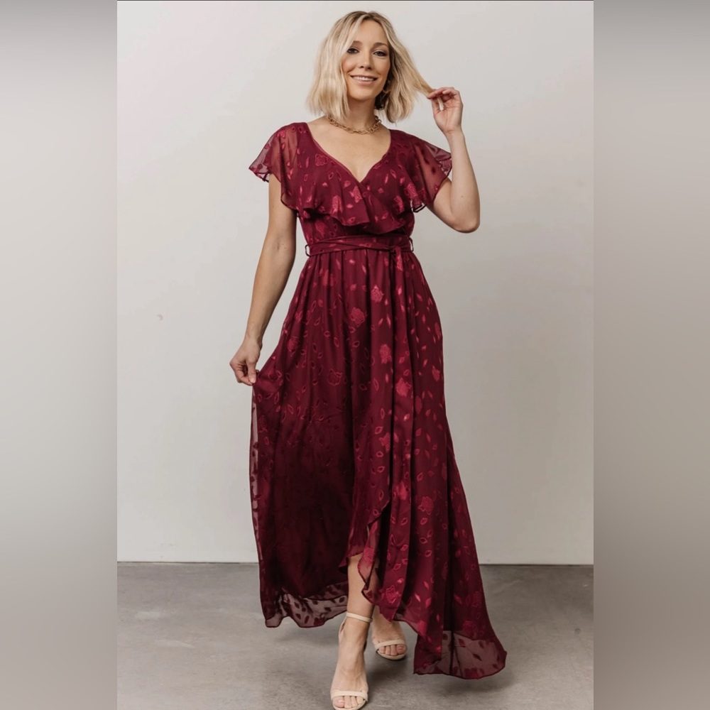 NWT XL Baltic Born Marion Jacquard Ruffle Maxi Dress